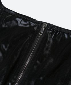 Fits With Linen Pants, Styling Pants - Grunge Faux Leather Crop Corset Top