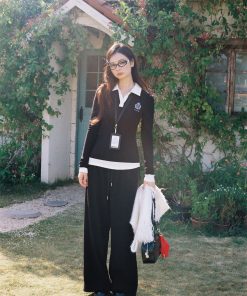 Fitted Long Sleeve T-Shirt for Women - Autumn Winter 2025, Flattering Design, Casual Essential, Perfect for 90s and Y2K Style