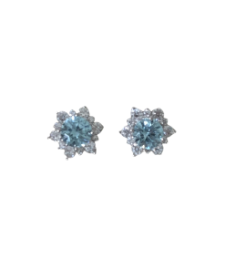 Flashing Blue Snowflake Zircon Earrings - High-End Titanium Steel Flat-Bottom Ear Cuffs for a Cool, Delicate Look
