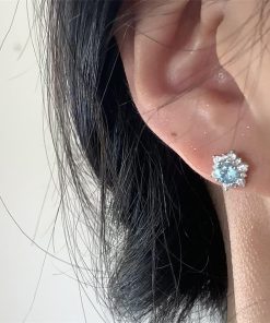 Flashing Blue Snowflake Zircon Earrings - High-End Titanium Steel Flat-Bottom Ear Cuffs for a Cool, Delicate Look