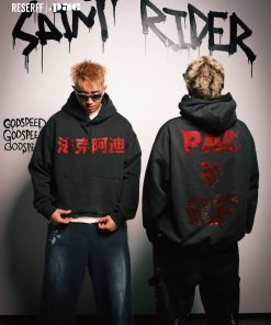 Fleece Hoodie with Rhinestone Pattern, Bootleg Style, Trendy Streetwear, Y2K Vibes, Casual Fashion Essential