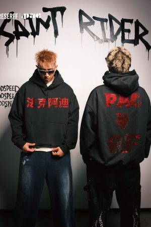 Fleece Hoodie with Rhinestone Pattern, Bootleg Style, Trendy Streetwear, Y2K Vibes, Casual Fashion Essential