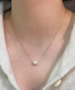 Floating Baroque Irregular Natural Pearl Necklace for Women, Elegant Ultra-Fine Layering Chain, French Collarbone Style