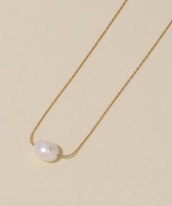 Floating Baroque Irregular Natural Pearl Necklace for Women, Elegant Ultra-Fine Layering Chain, French Collarbone Style