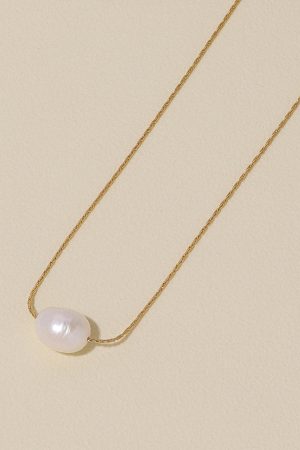 Floating Baroque Irregular Natural Pearl Necklace for Women, Elegant Ultra-Fine Layering Chain, French Collarbone Style