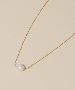 Floating Baroque Irregular Natural Pearl Necklace for Women, Elegant Ultra-Fine Layering Chain, French Collarbone Style