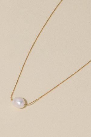 Floating Baroque Irregular Natural Pearl Necklace for Women, Elegant Ultra-Fine Layering Chain, French Collarbone Style