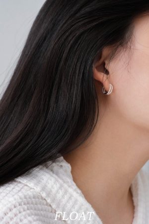 Floating Cool Breeze Double-Layer Hemp Rope Minimalist Silver Ear Hoops - S925 Pure Silver Stud Earrings for Women