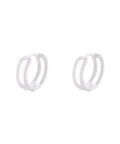 Floating Cool Breeze Double-Layer Hemp Rope Minimalist Silver Ear Hoops - S925 Pure Silver Stud Earrings for Women