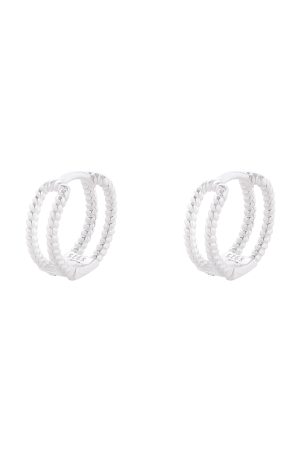 Floating Cool Breeze Double-Layer Hemp Rope Minimalist Silver Ear Hoops - S925 Pure Silver Stud Earrings for Women