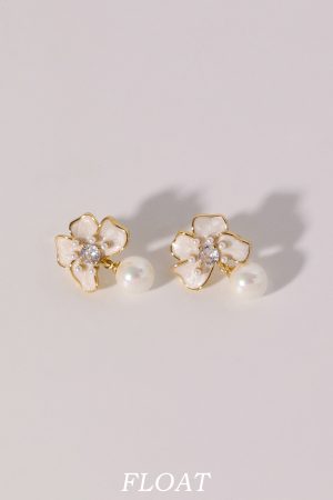 Floating French White Three-Dimensional Flower Earrings for Women - Vintage Pearl Long High-End 925 Silver Jewelry