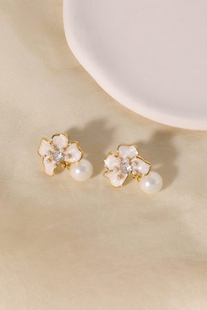 Floating French White Three-Dimensional Flower Earrings for Women - Vintage Pearl Long High-End 925 Silver Jewelry