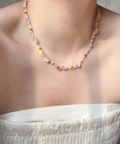 Floating Natural Crushed Colorful Stone Candy-Colored Bead Necklace for Women - Vintage Clavicle Chain in Niche Design