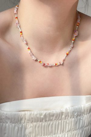 Floating Natural Crushed Colorful Stone Candy-Colored Bead Necklace for Women - Vintage Clavicle Chain in Niche Design