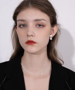 Floating Painless Ear Clips for Women, French Retro Large Double Pearl Drop Earrings, No Ear Holes, Vintage-Inspired Jewelry