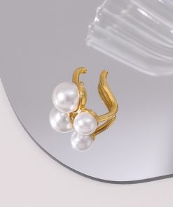 Floating Painless Ear Clips for Women, French Retro Large Double Pearl Drop Earrings, No Ear Holes, Vintage-Inspired Jewelry