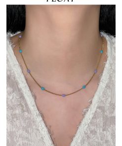 Floating Retro Handmade Dripping Glaze Capsule Necklace for Women - Layered Blue-Purple Spliced Clavicle Chain, Niche Style