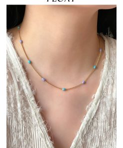 Floating Retro Handmade Dripping Glaze Capsule Necklace for Women - Layered Blue-Purple Spliced Clavicle Chain, Niche Style