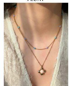 Floating Retro Handmade Dripping Glaze Capsule Necklace for Women - Layered Blue-Purple Spliced Clavicle Chain, Niche Style