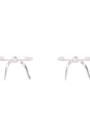 Floating Sweet Silver Bow Ear Clips for Women, High-End No Ear Holes Design, Elegant Fashion Earrings