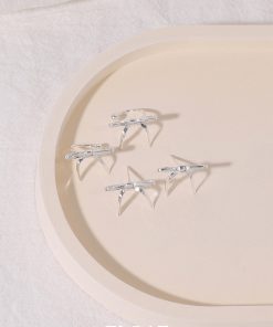 Floating Sweet Silver Bow Ear Clips for Women, High-End No Ear Holes Design, Elegant Fashion Earrings