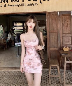 Floral Butterfly Mesh Camisole Dress - Fairy Slim Fit Long Dress for Spring and Summer - Trendy Y2K Style Fashion