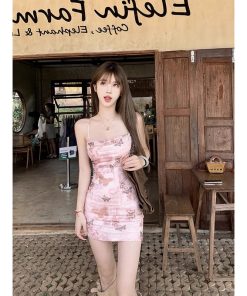 Floral Butterfly Mesh Camisole Dress - Fairy Slim Fit Long Dress for Spring and Summer - Trendy Y2K Style Fashion