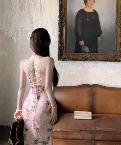 Floral Butterfly Mesh Camisole Dress - Fairy Slim Fit Long Dress for Spring and Summer - Trendy Y2K Style Fashion