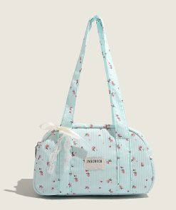 Floral Chinese-Style Canvas Shoulder Tote Bag for Women - Large Capacity Summer 2025 Fashion Pillow Bag