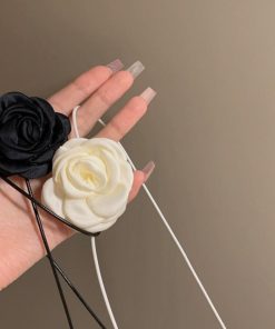 Floral Choker Necklace with Ties, Chinese-Style Lolita Clavicle Chain, National Style Fashion Accessory