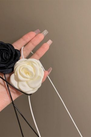 Floral Choker Necklace with Ties, Chinese-Style Lolita Clavicle Chain, National Style Fashion Accessory