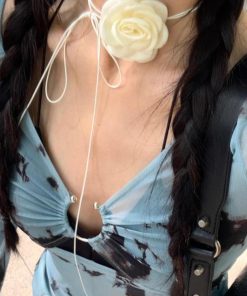 Floral Choker Necklace with Ties, Chinese-Style Lolita Clavicle Chain, National Style Fashion Accessory