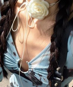 Floral Choker Necklace with Ties, Chinese-Style Lolita Clavicle Chain, National Style Fashion Accessory