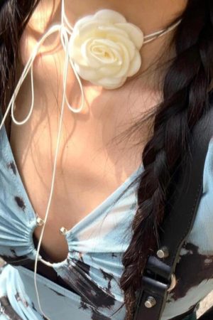 Floral Choker Necklace with Ties, Chinese-Style Lolita Clavicle Chain, National Style Fashion Accessory