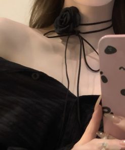 Floral Choker Necklace with Ties, Chinese-Style Lolita Clavicle Chain, National Style Fashion Accessory