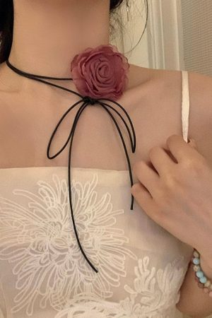 Floral Choker Necklace with Ties, Chinese-Style Lolita Clavicle Chain, National Style Fashion Accessory