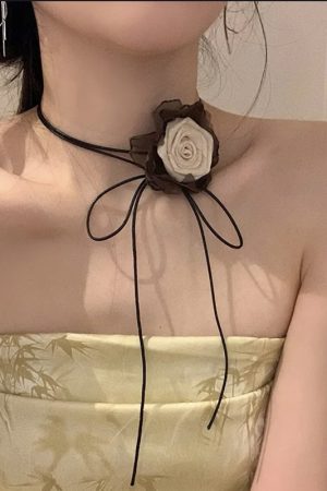 Floral Choker Necklace with Ties, Chinese-Style Lolita Clavicle Chain, National Style Fashion Accessory