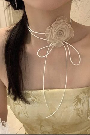 Floral Choker Necklace with Ties, Chinese-Style Lolita Clavicle Chain, National Style Fashion Accessory