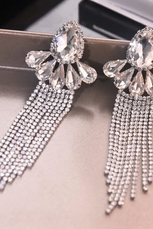 Floral Crystal Inlaid Earrings for Women - 2025 European American Style, Exquisite Niche Design, Versatile Party Jewelry