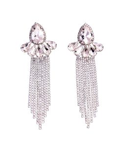 Floral Crystal Inlaid Earrings for Women - 2025 European American Style, Exquisite Niche Design, Versatile Party Jewelry