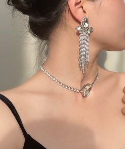 Floral Crystal Inlaid Earrings for Women - 2025 European American Style, Exquisite Niche Design, Versatile Party Jewelry