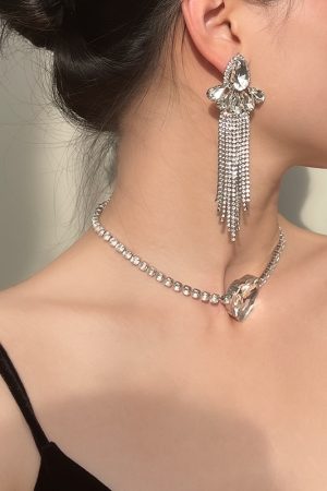 Floral Crystal Inlaid Earrings for Women - 2025 European American Style, Exquisite Niche Design, Versatile Party Jewelry