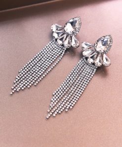 Floral Crystal Inlaid Earrings for Women - 2025 European American Style, Exquisite Niche Design, Versatile Party Jewelry