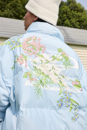 Floral Embroidery Graphene Thermal Bread Cotton Jacket - Chinese Style Over-the-Shoulder Design, Y2K Fashion Essential