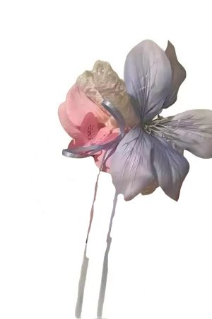 Floral Hair Clip - Summer Lily Ribbon Duckbill Hairpin for 2025 - Wildflower Inspired Hair Accessory for Trendy Styles