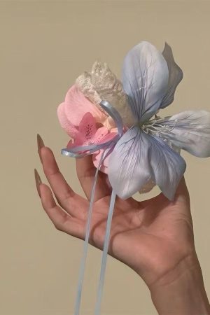 Floral Hair Clip - Summer Lily Ribbon Duckbill Hairpin for 2025 - Wildflower Inspired Hair Accessory for Trendy Styles