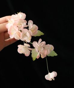 Floral Hairpin Headpiece for Hanfu Costume - Pastel Silk Flowers, Ethereal Ancient Style Hair Ornament, Tang Dynasty Inspired Accessory