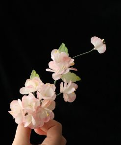 Floral Hairpin Headpiece for Hanfu Costume - Pastel Silk Flowers, Ethereal Ancient Style Hair Ornament, Tang Dynasty Inspired Accessory