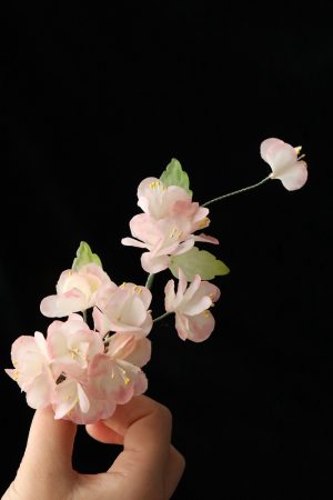 Floral Hairpin Headpiece for Hanfu Costume - Pastel Silk Flowers, Ethereal Ancient Style Hair Ornament, Tang Dynasty Inspired Accessory