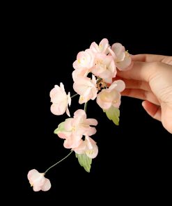 Floral Hairpin Headpiece for Hanfu Costume - Pastel Silk Flowers, Ethereal Ancient Style Hair Ornament, Tang Dynasty Inspired Accessory